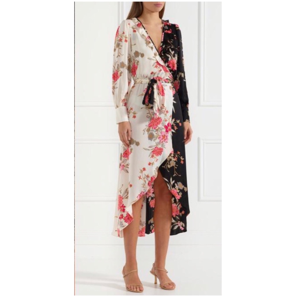 Misa Los Angeles Tabitha Satin Printed Wrap Dress